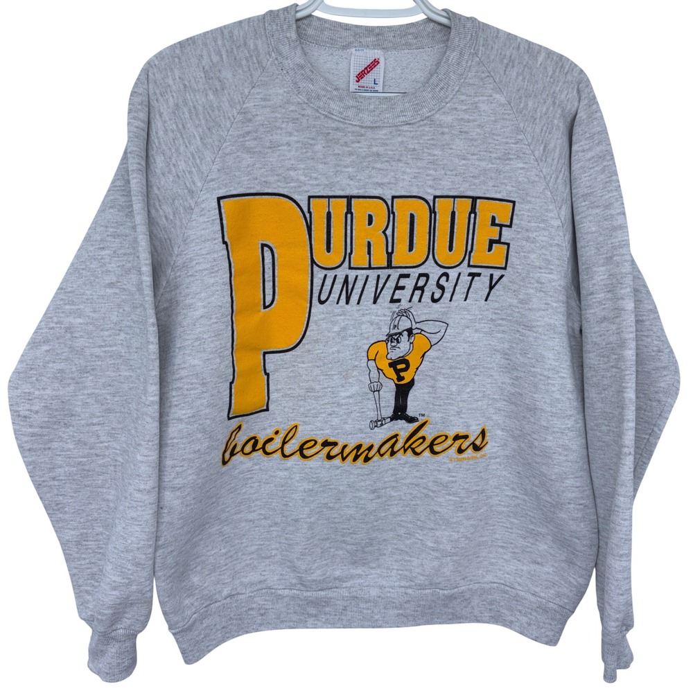 Vintage 90s Purdue Boilermakers Crewneck Sweatshirt‎ Large Women's Gray College